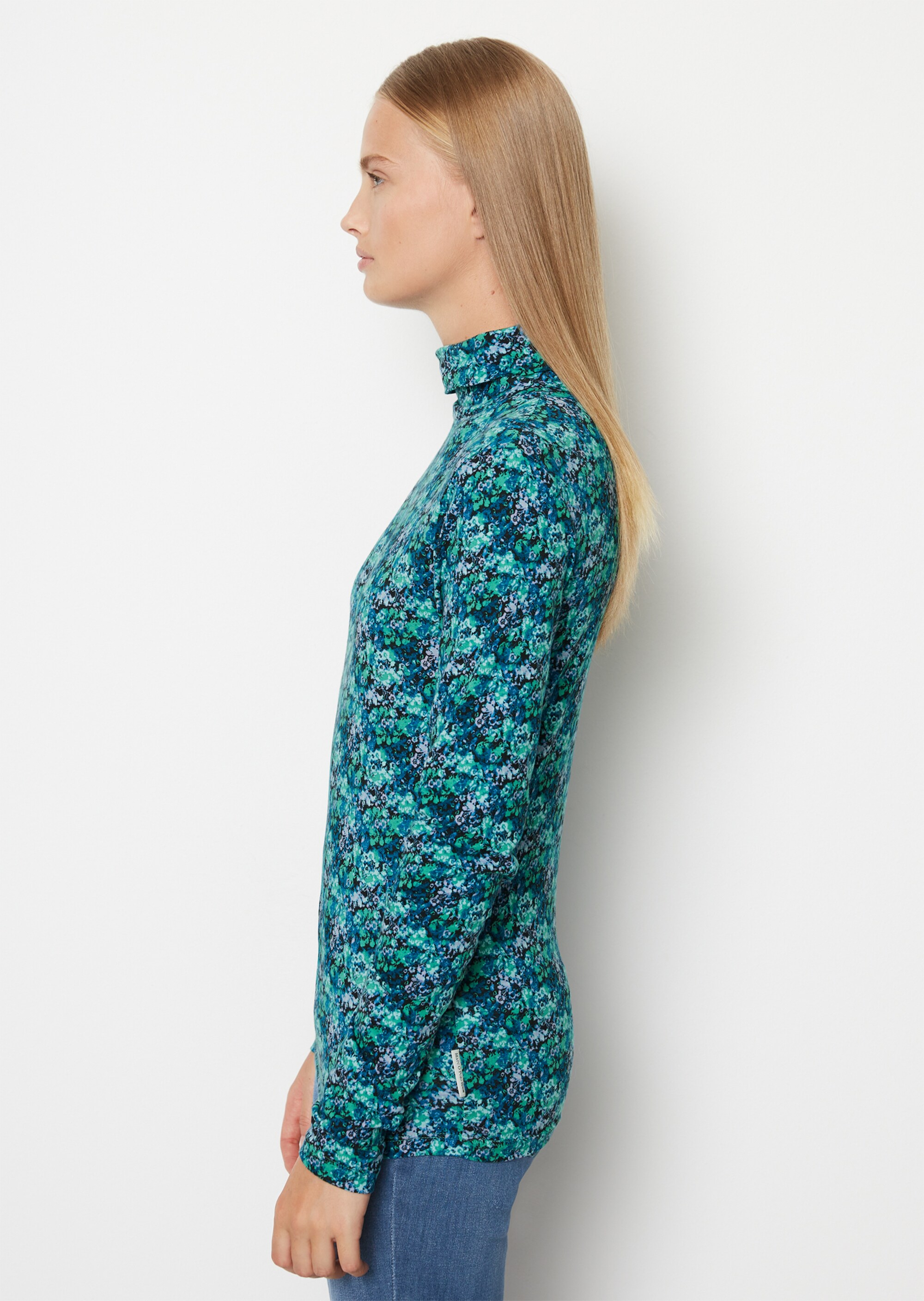 Print-Rollkragen-Longsleeve slim aus Organic-Cotton-Single-Jersey