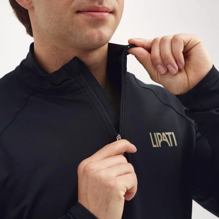 Lipati Herre Trøjer Moderate Half Zip Long Sleeve Sort