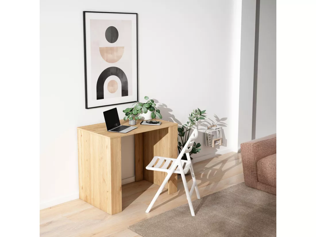Table console extensible, 180, Pour 8 personnes, Table à Manger, Chêne