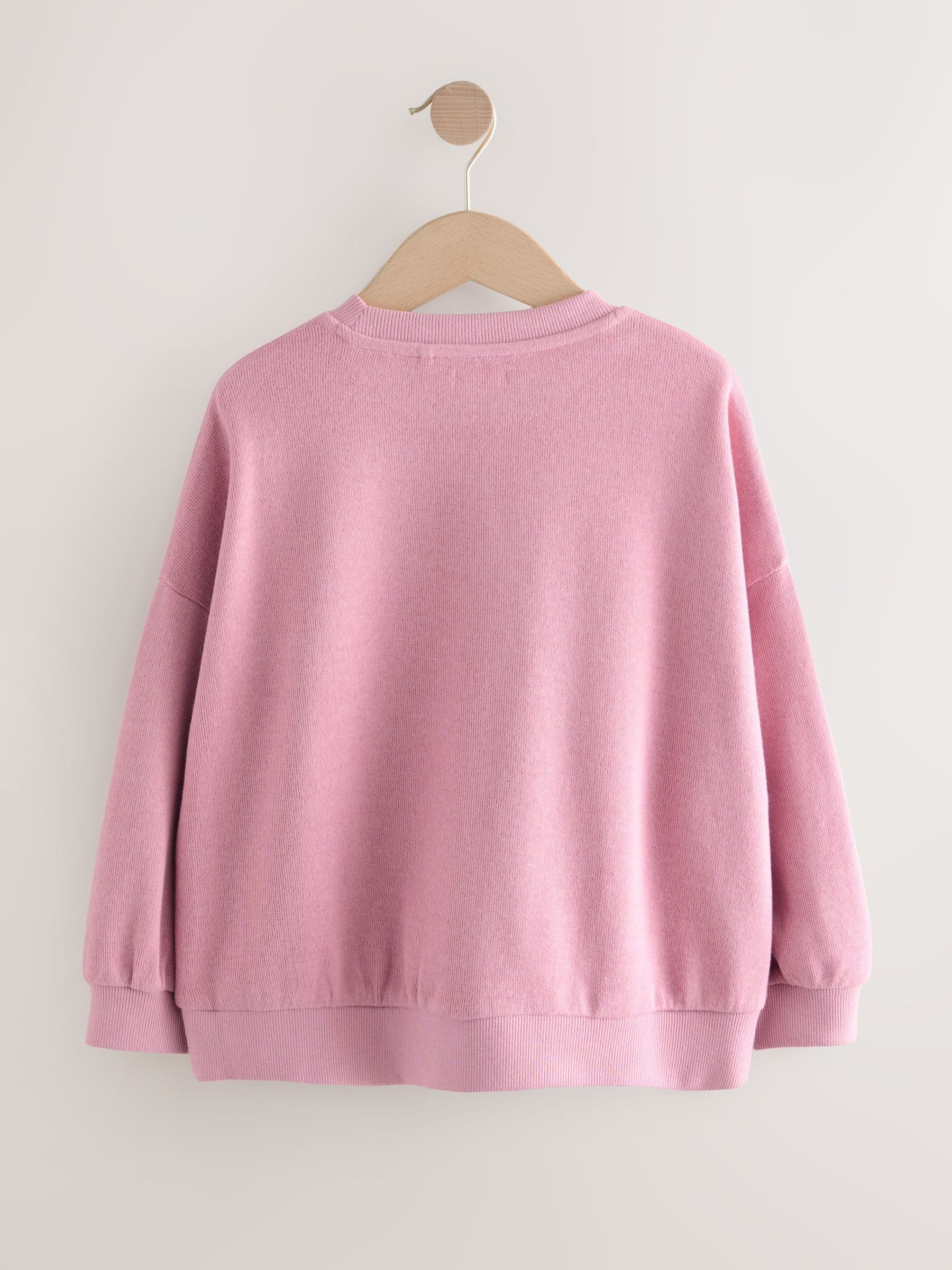 Roze - Oversized behaaglijke ribbelsweatshirt (3 - 16 jr)