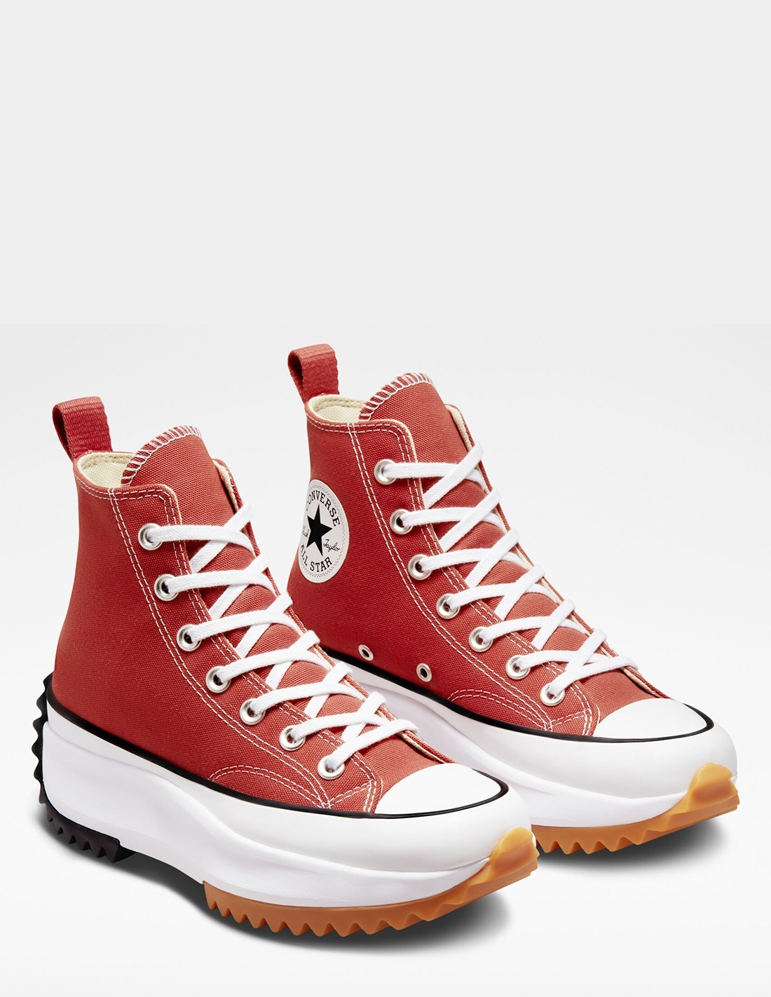 converse sneakers compensées montantes femme run star hike hi rouge/blanc