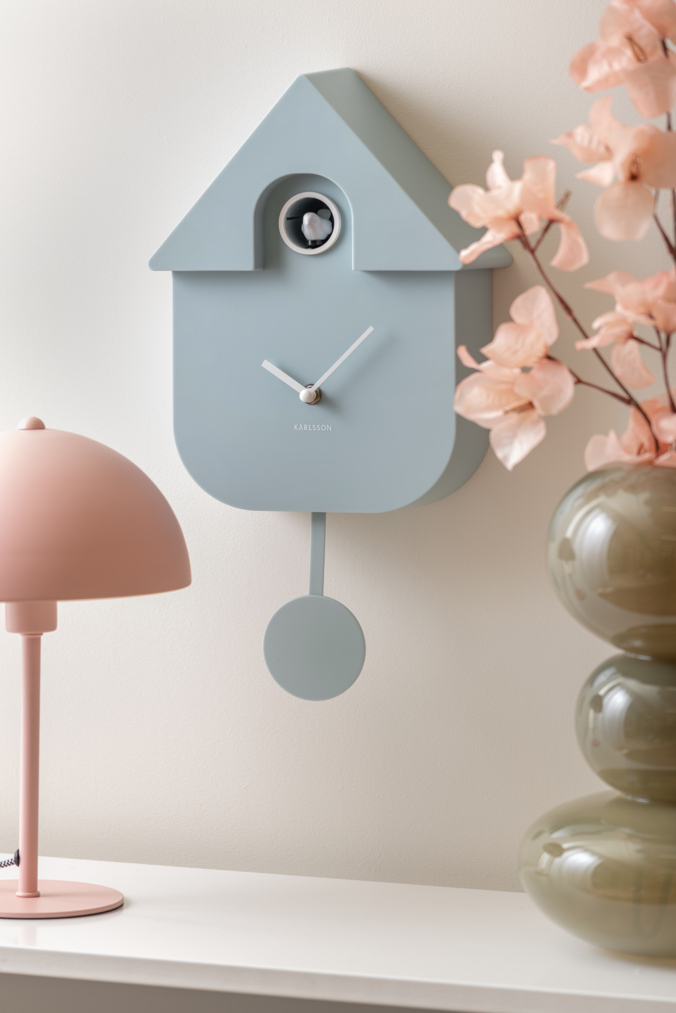 Wall clock Modern Cuckoo ABS bright green