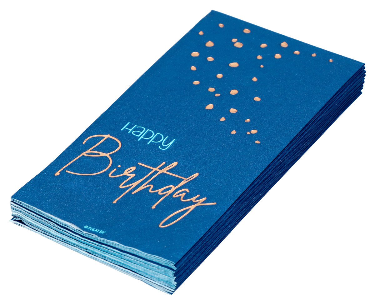 Happy Birthday Servetten Blauw 33cm 10st