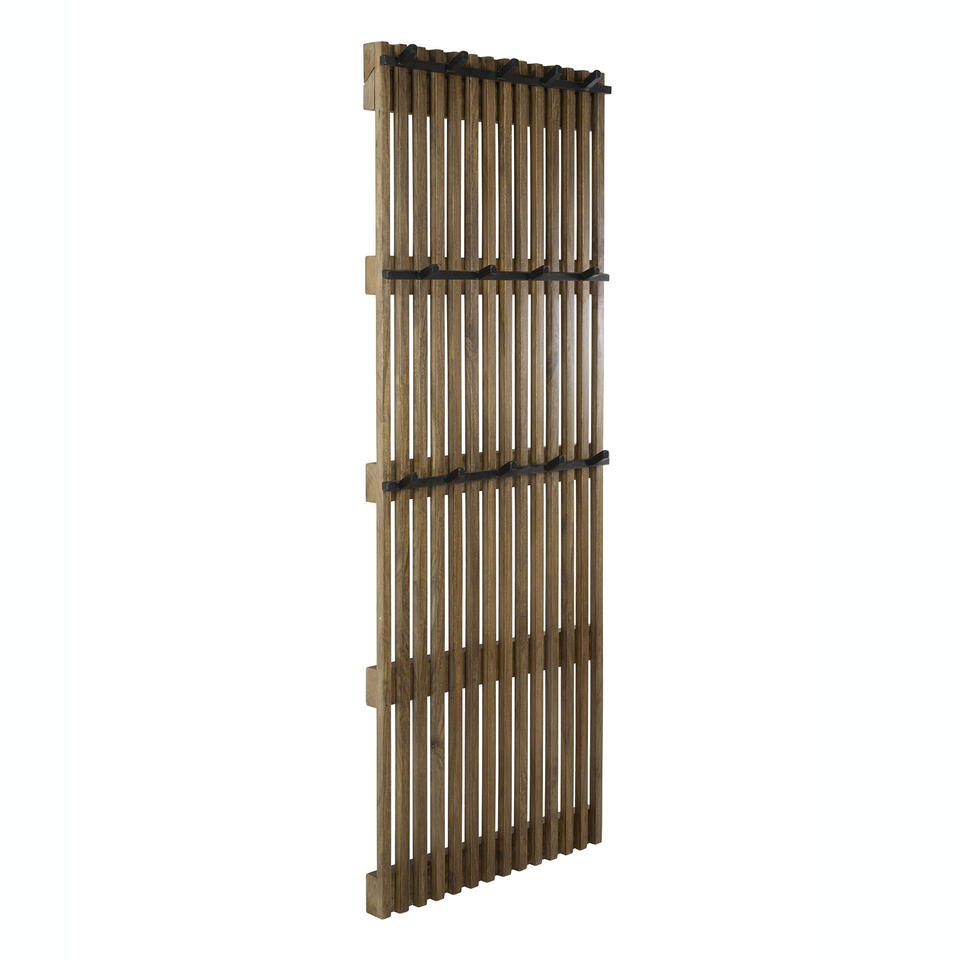 Kapstok Vera mangohout 14 haken - 10x60x161 cm - Mangohout - Bruin