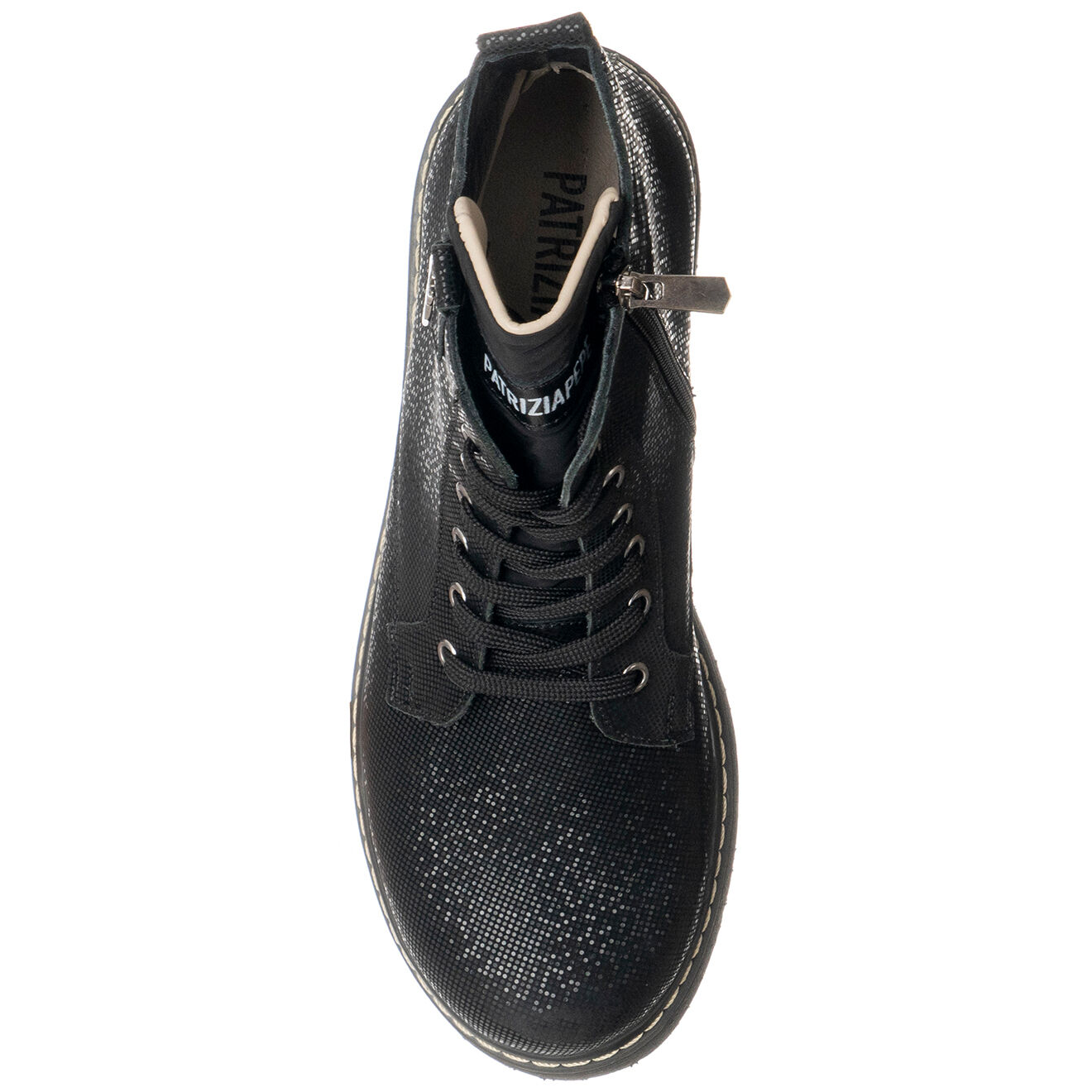 Patrizia Pepe Boots en Cuir Liam irrisées noires - Talon 5 cm