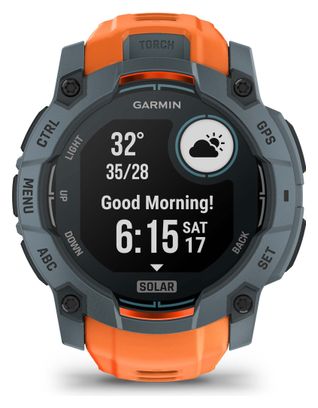 Montre GPS Garmin Instinct 3 Solar - 50 mm Bleu Twilight avec Bracelet en Silicone Orange Solstice