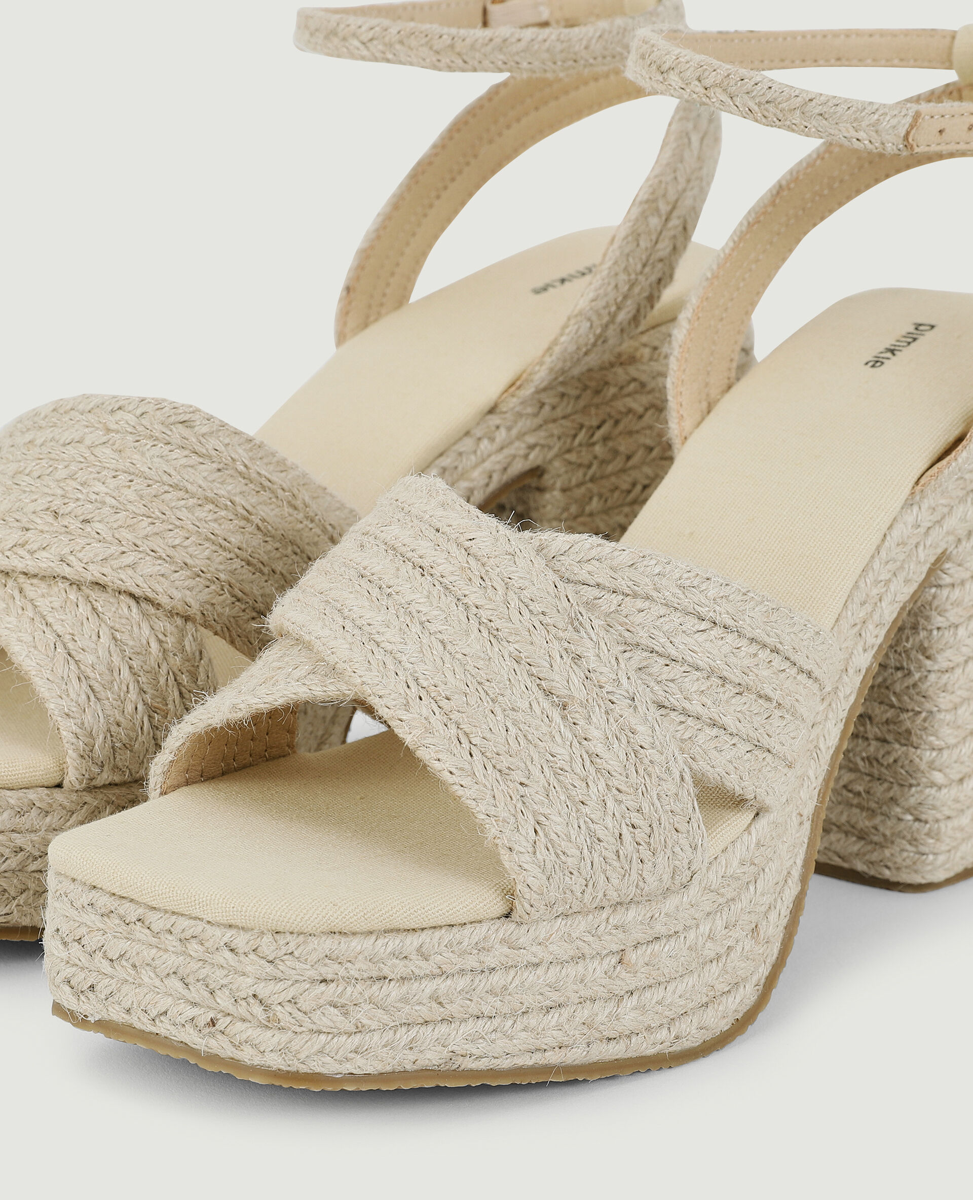 Sandales plateformes matière corde - Beige