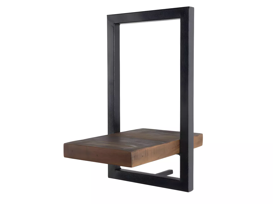 ALIDA - Étagère murale 'XS' 1 plateau teck recyclé structure métal noir