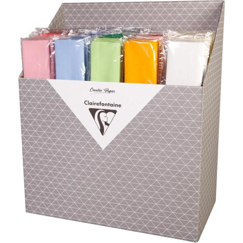 PAPIER CRÉPON, Sachet de 1 feuille pliée 75% au format 2,50x0,50m - Assortiment