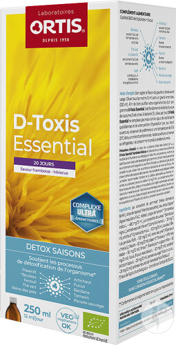 Ortis D-Toxis Essential Saveur Framboise Hibiscus Bio Flacon 250ml