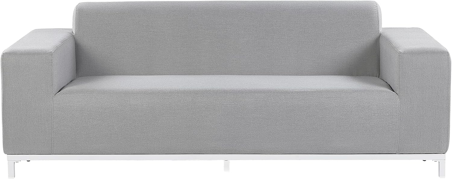 Beliani Gartensofa Stoff grau mit Metallgestell weiß Outdoor & Indoor Modern Rovigo FM3744219