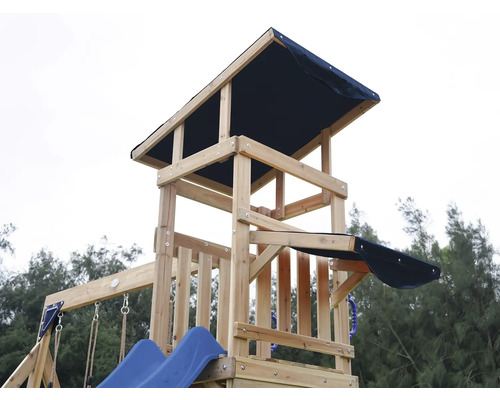 Speelhuis/Toren axi 336 x 345 cm Hout, Kunststof bruin bestaande uit basistoren, schommel, glijbaan