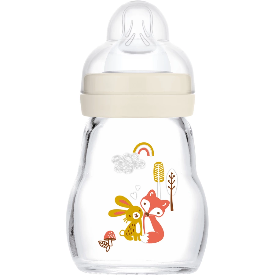 MAM Glasflasche Feel Good blau 170 ml ab 0 Monaten HaseFuchs in beige