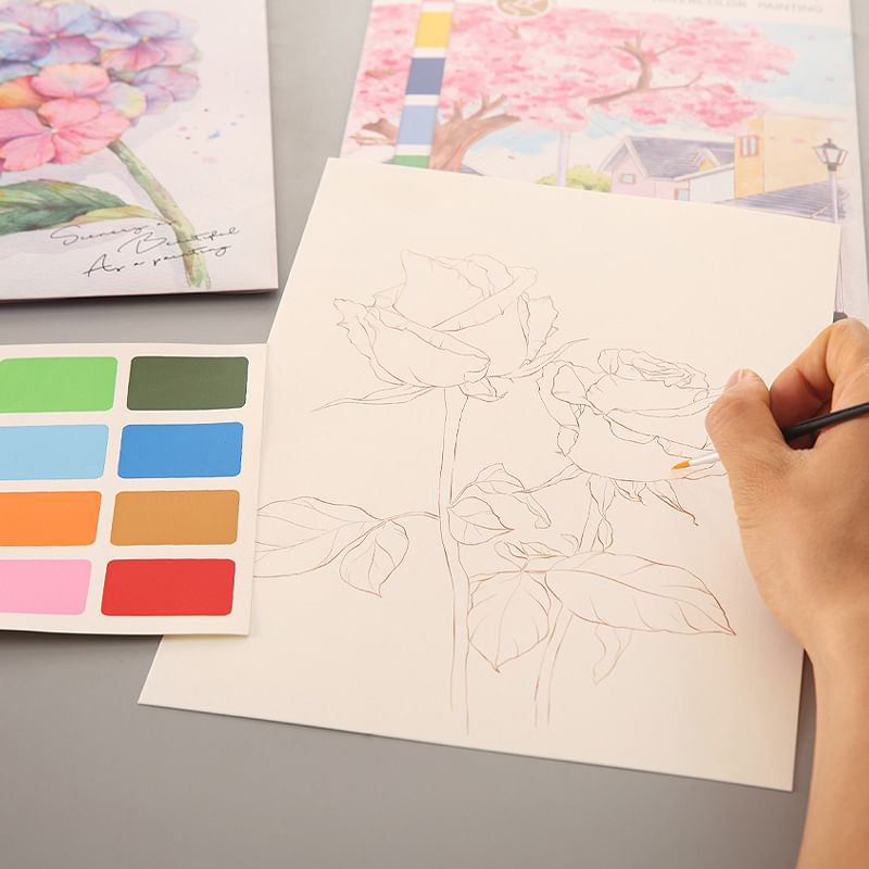 Schattige essentials - Landschap aquarel kleurboek (verschillende ontwerpen)