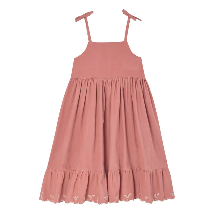 Emile et Ida Robe Midi Velours Milleraies Brodée | Rose