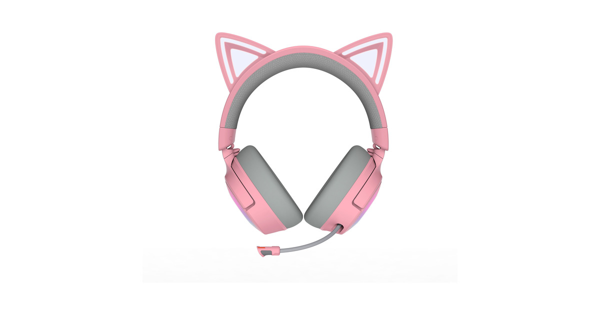 RazerKraken Kitty V3 Pro Quartz over-ear gaming headset  (Roze/grijs, RGB, 2.4 GHz / Bluetooth / USB)