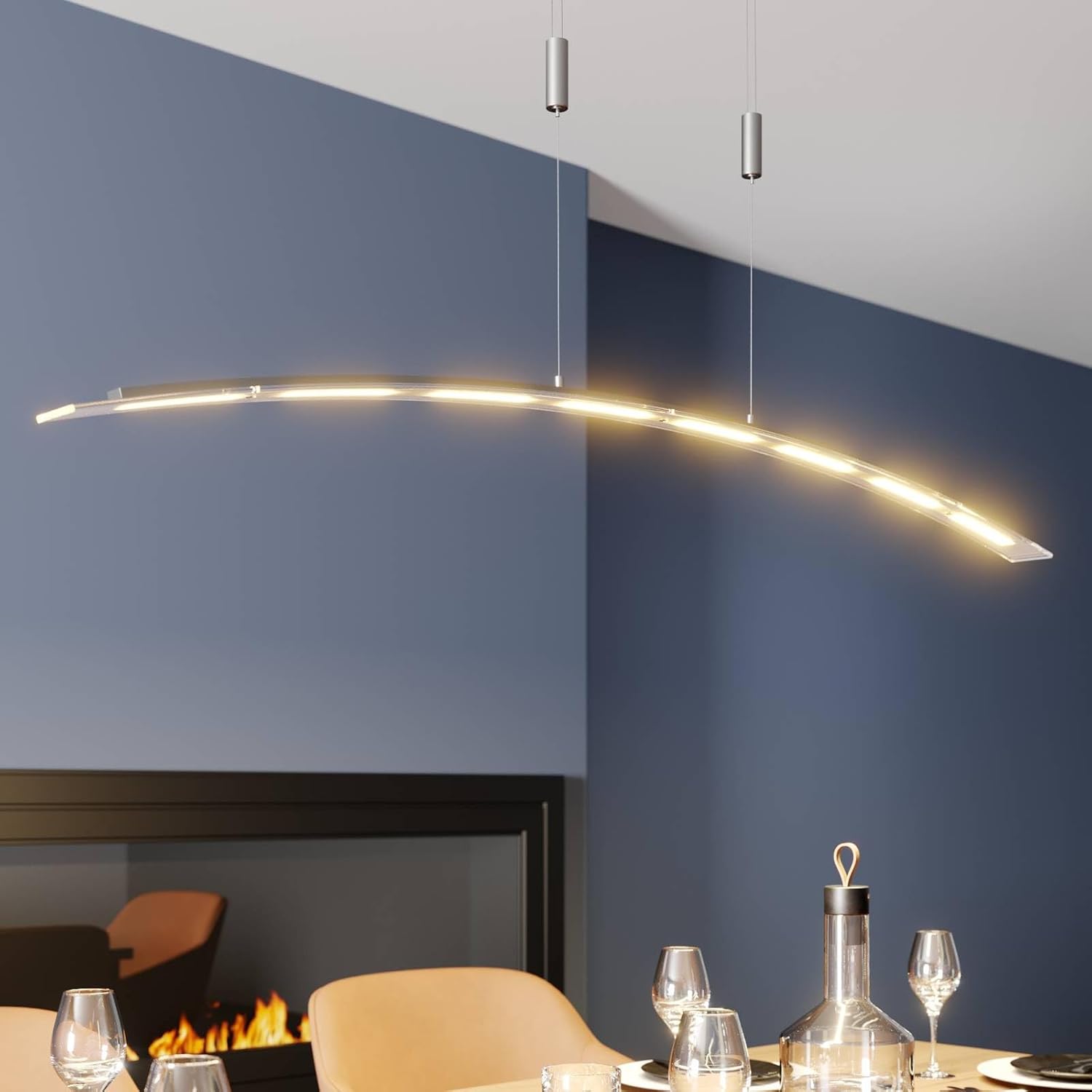 Lindby LED Manon (Modern) in Alu aus Glas (1 flammig,) Wohnzimmerleuchte