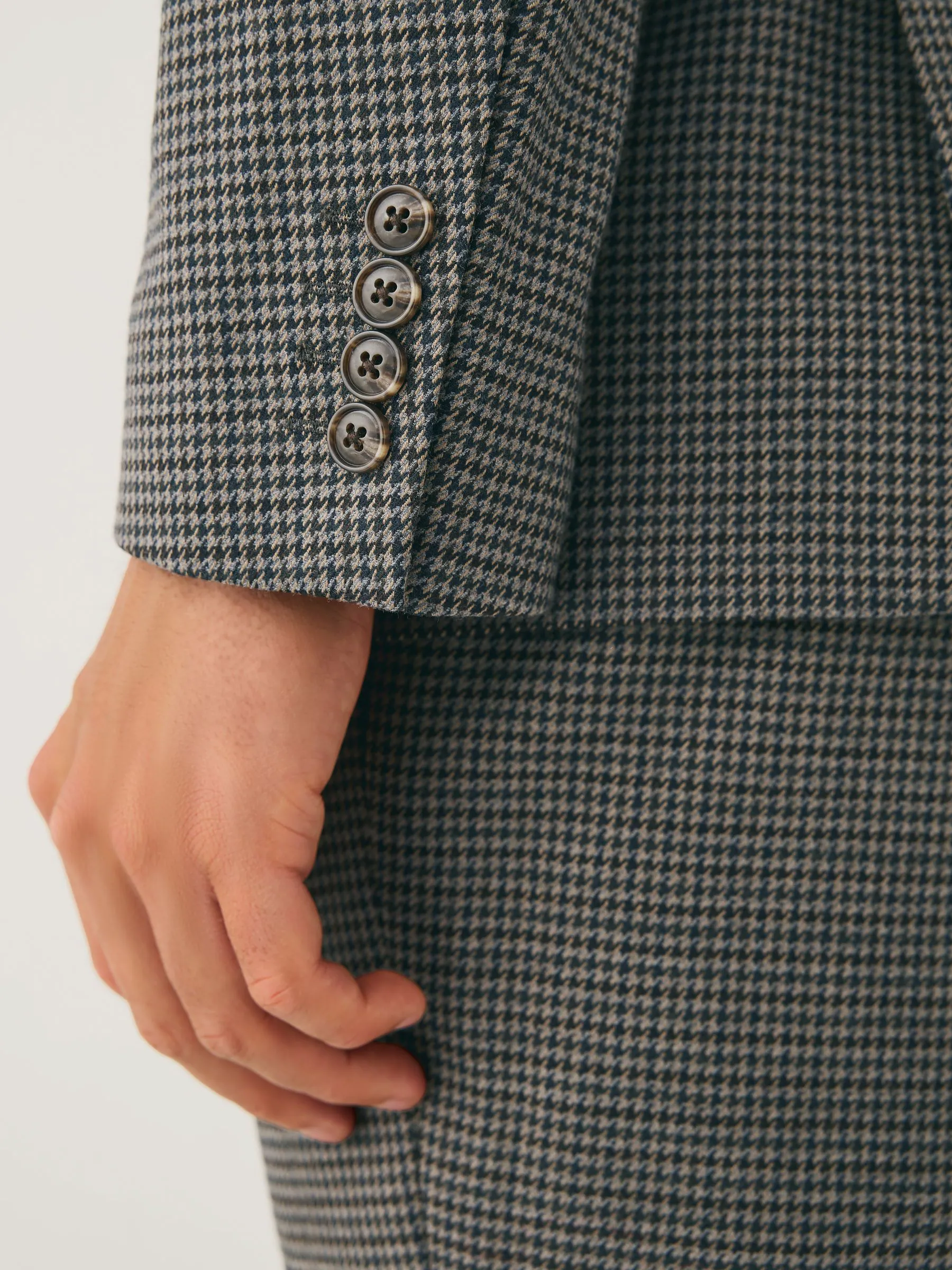 Antraciet - Slim Fit Puppytooth Wool Blend Suit Jacket