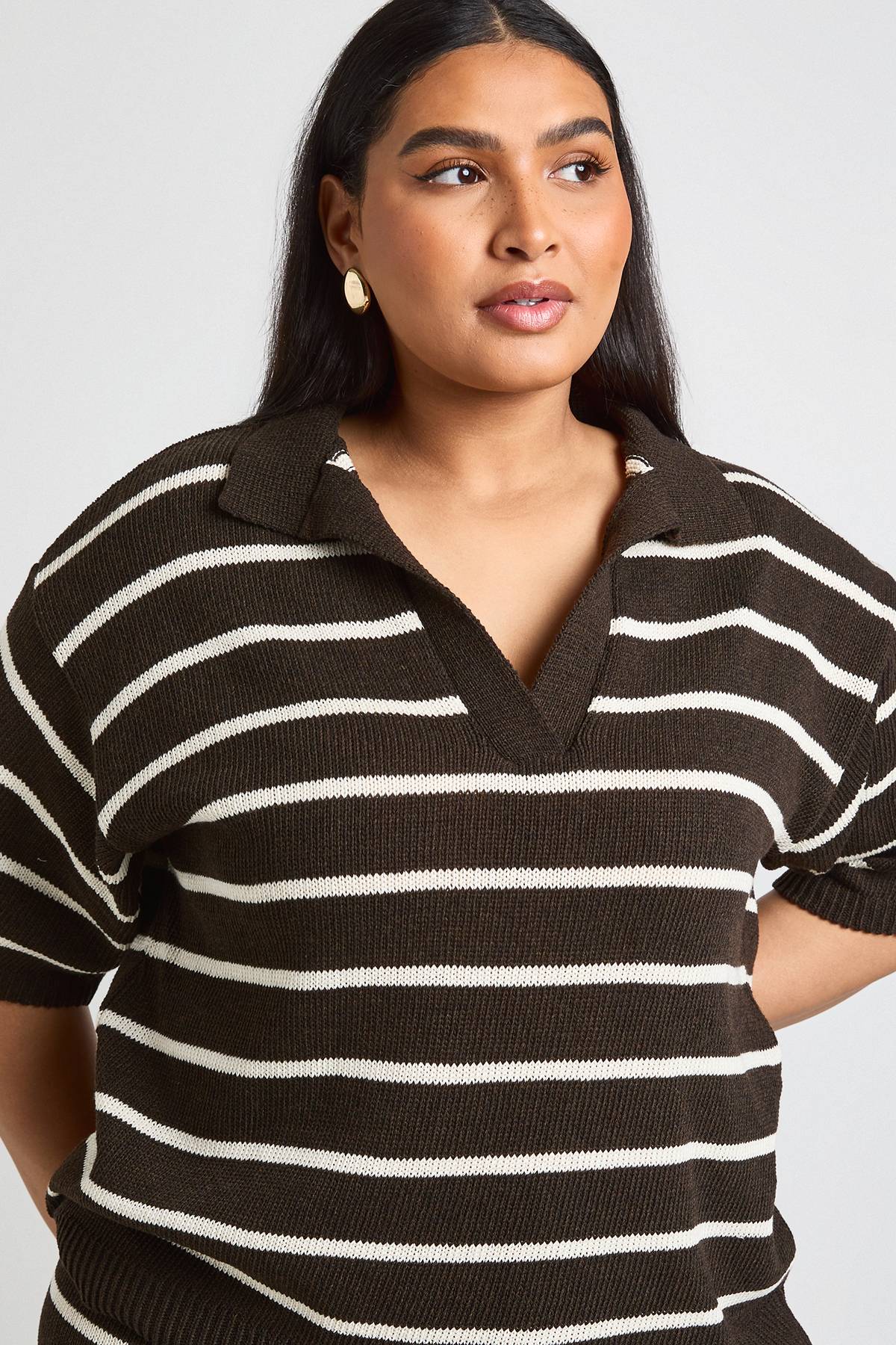 boohoo Haut De Plage Oversize Grande Taille À Rayures Tricotées