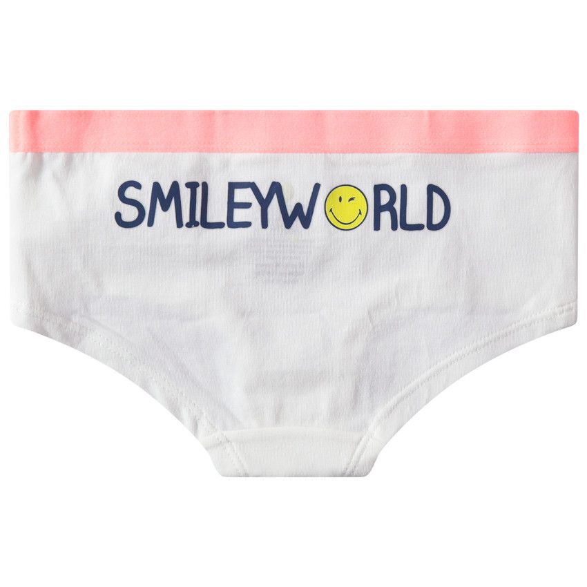 Lot de 3 shorties en coton à imprimés fantaisie Smiley - Ecru