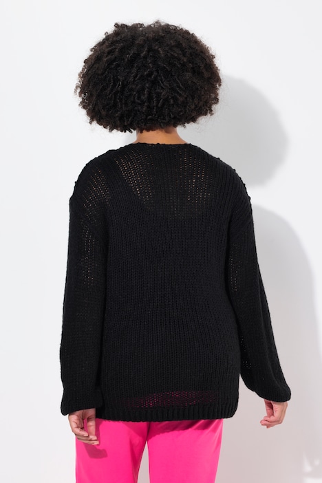 Pullover, oversized, Ballonärmel, V-Ausschnitt.