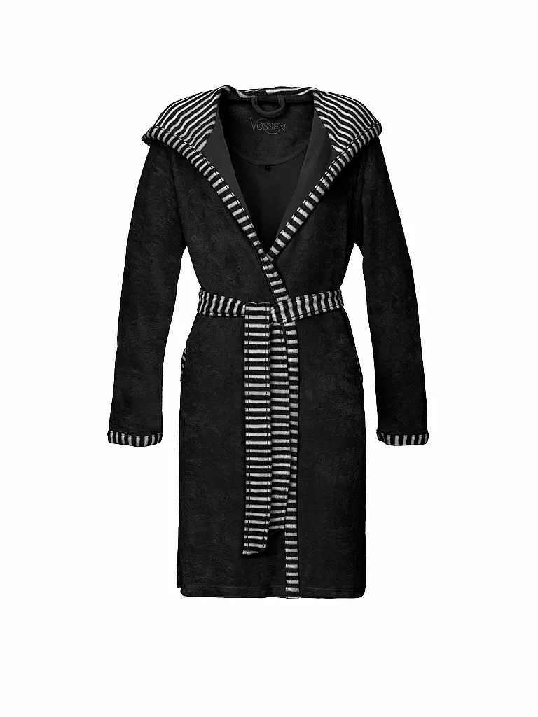 VOSSEN Damen Bademantel JUNO Schwarz schwarz