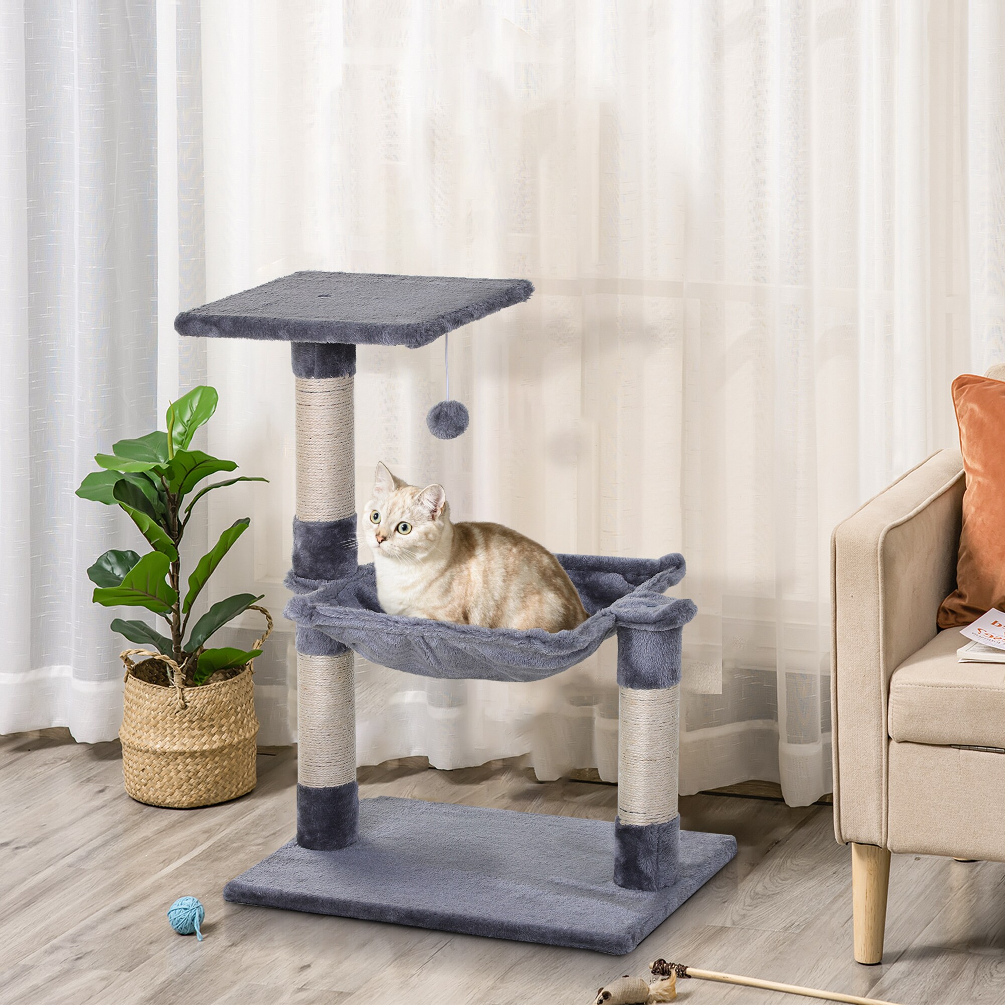 PawHut Katzenbaum mit Sisalsäulen 50 x 36 x 70 cm (LxBxH)