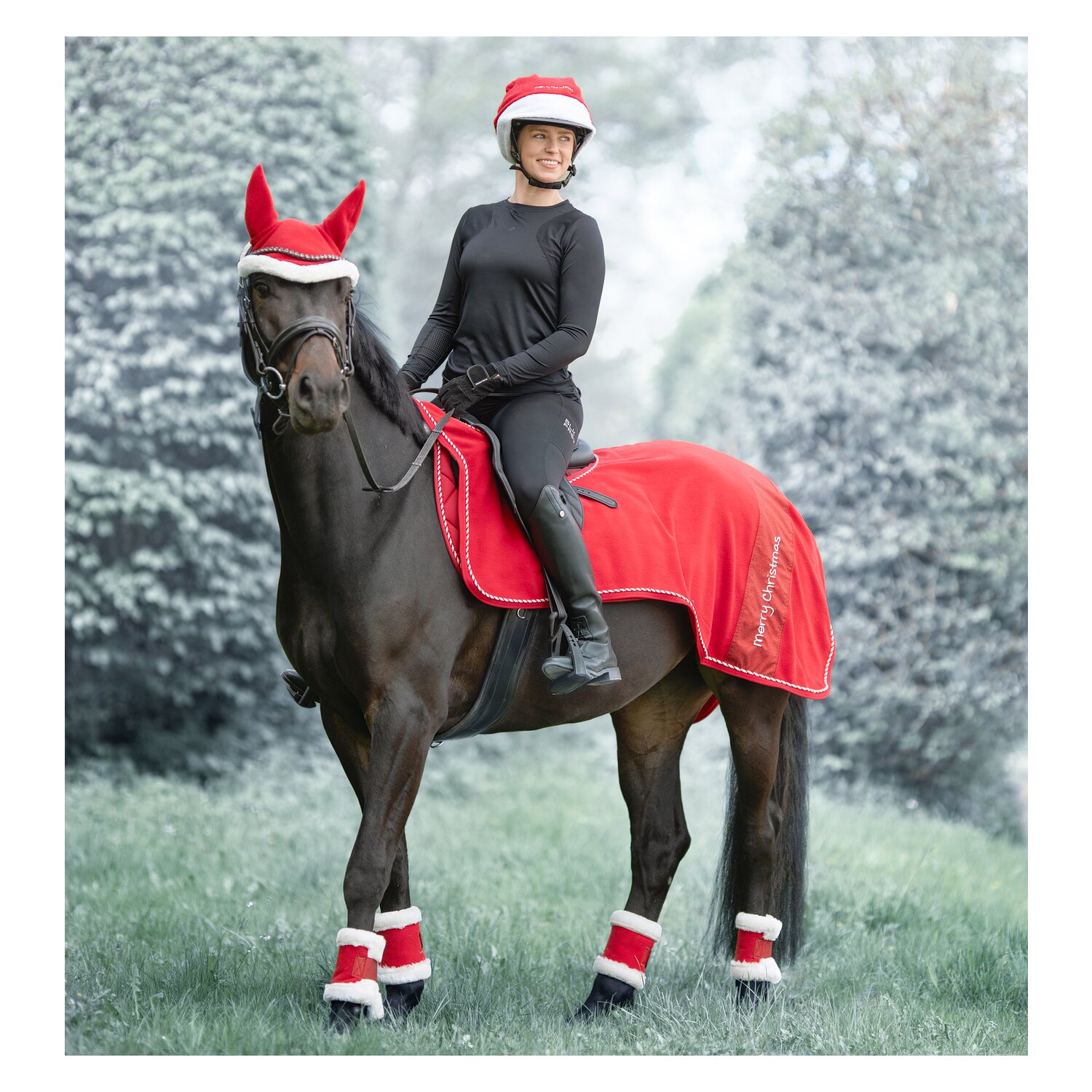 black forest Weihnachtlicher Helmüberzug  - rot - Einheitsgröße