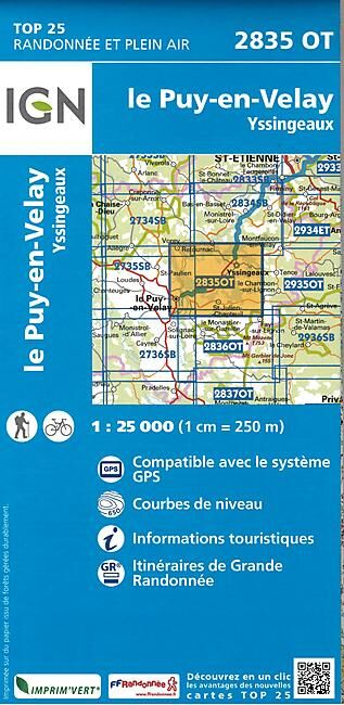 IGN - TOP25 2835OT LE PUY EN VELAY 1 25 000