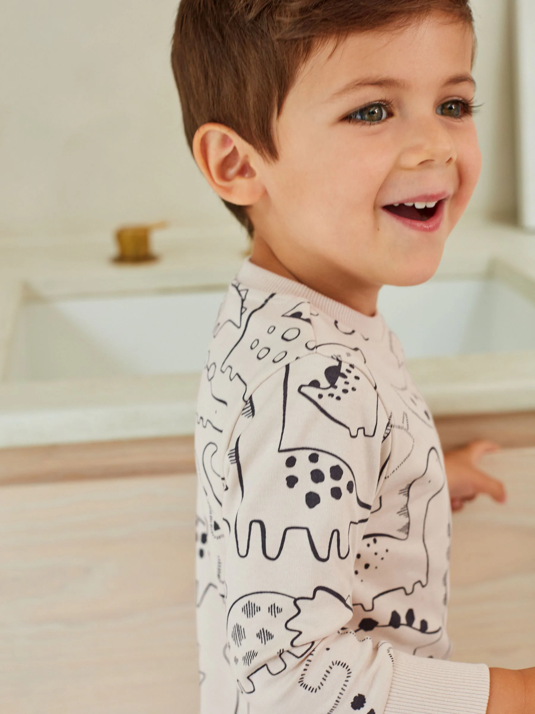 Naturel/zwart dinosaurus - Verpakking van 3 knusse pyjama's (9 mnd-10 jr)