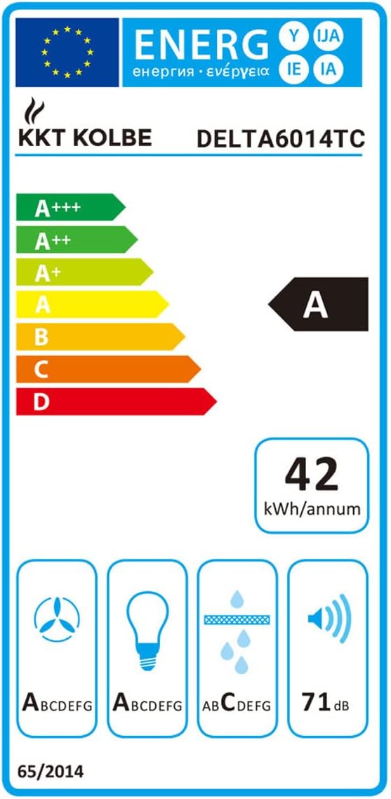 KKT KOLBE Dunstabzugshaube 60cm | Umluft Abluft | Wandhauben | Edelstahl | Schwarz Glas | Nachlaufautomatik | SensorTouch Bedienung | LED-Beleuchtung | DELTA6014TC