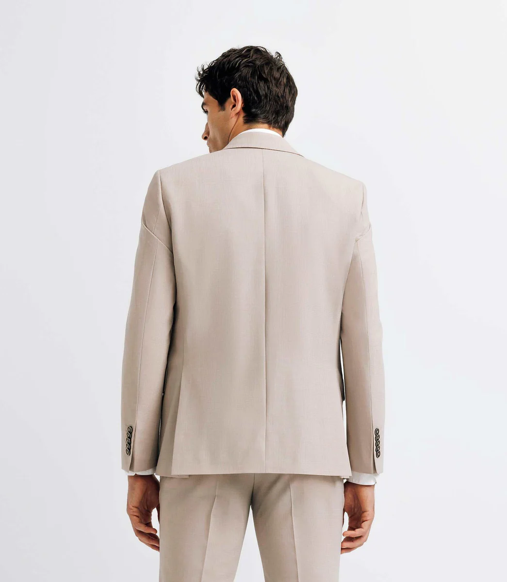 Costume à carreaux 2 boutons beige