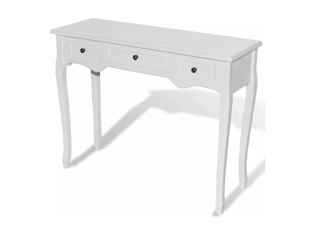 Table de console et coiffeuse avec 3 tiroirs Blanc