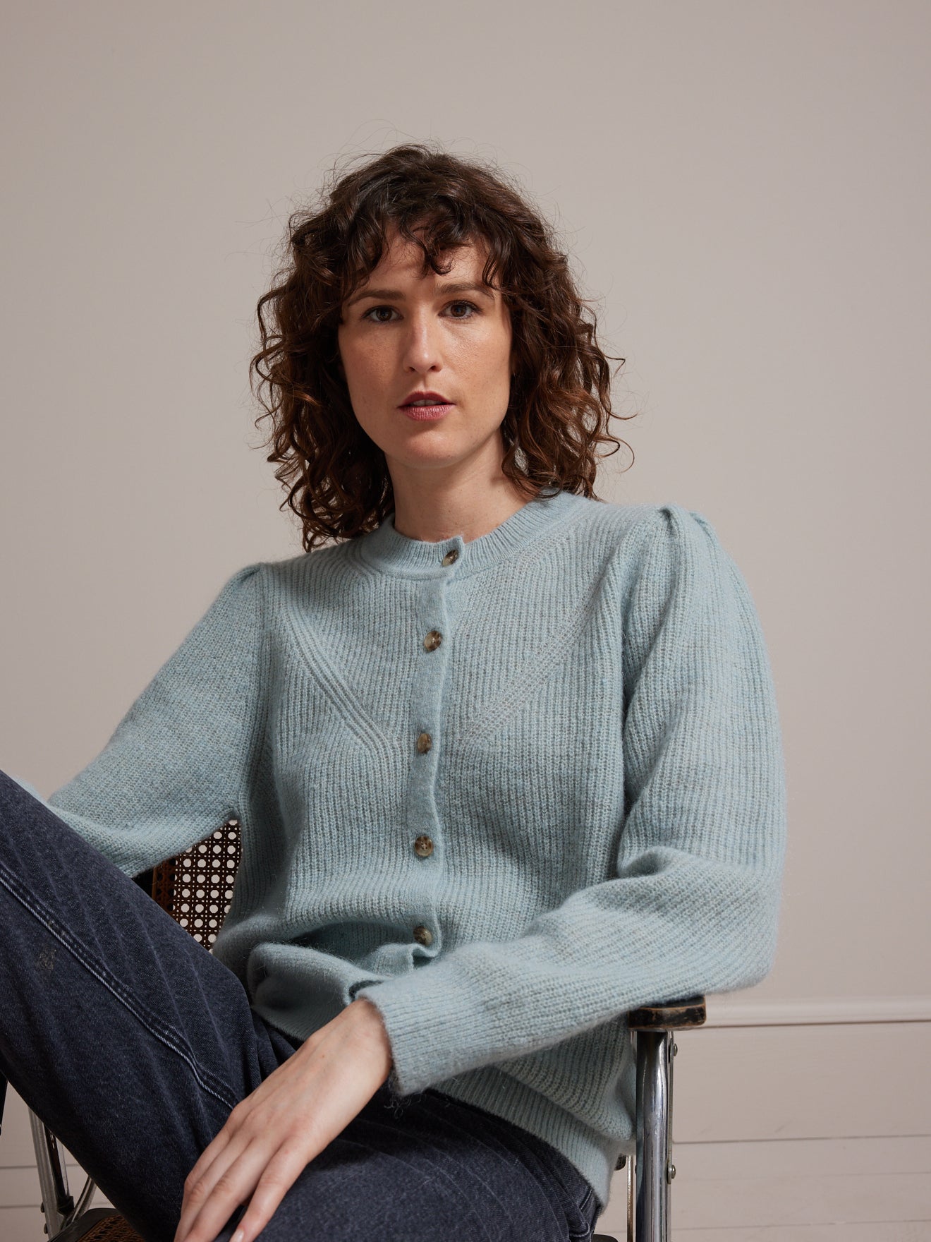 Gilet boutonné femme mélange mohair