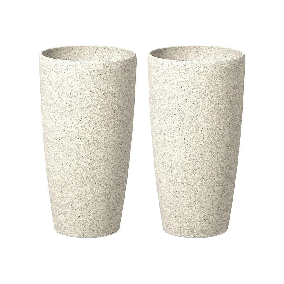 ABDERA - Bloempot set van 2 - Beige - Klein - Stenenmix