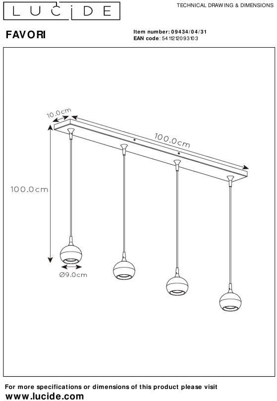 Lucide Favori Hanglamp