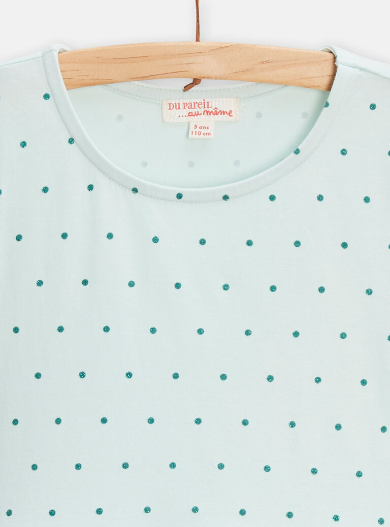 Robe bi-matière vert d'eau pour fille