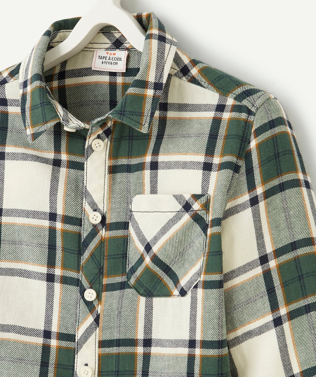 CHEMISE À CARREAUX GARÇON VERT ET ÉCRU