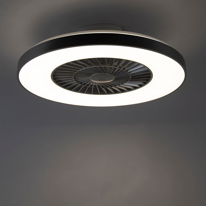 Plafondventilator zilver met ster effect 60cm incl. LED dimbaar met afstandsbediening - Climo