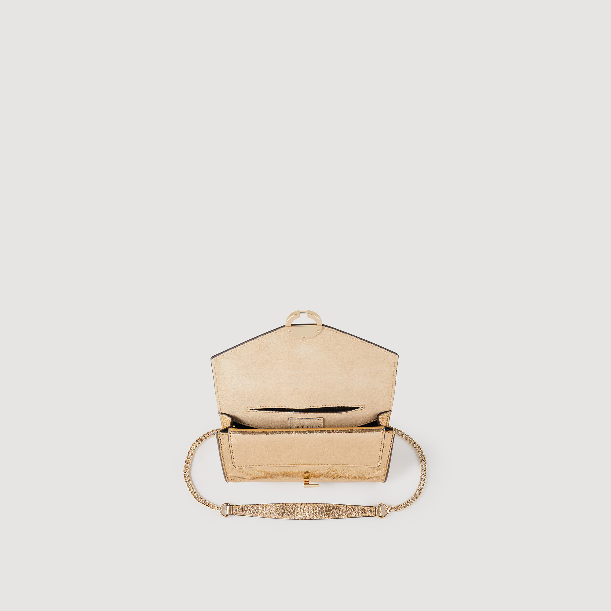 Sac pochette en cuir dore