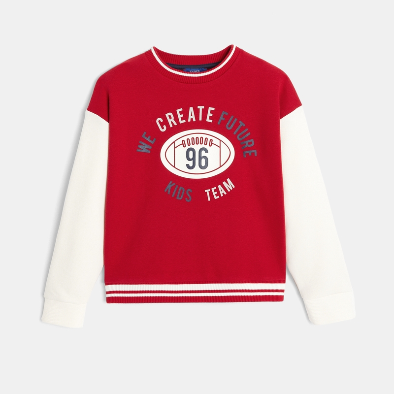 Sweat-shirt style rugby rouge garçon