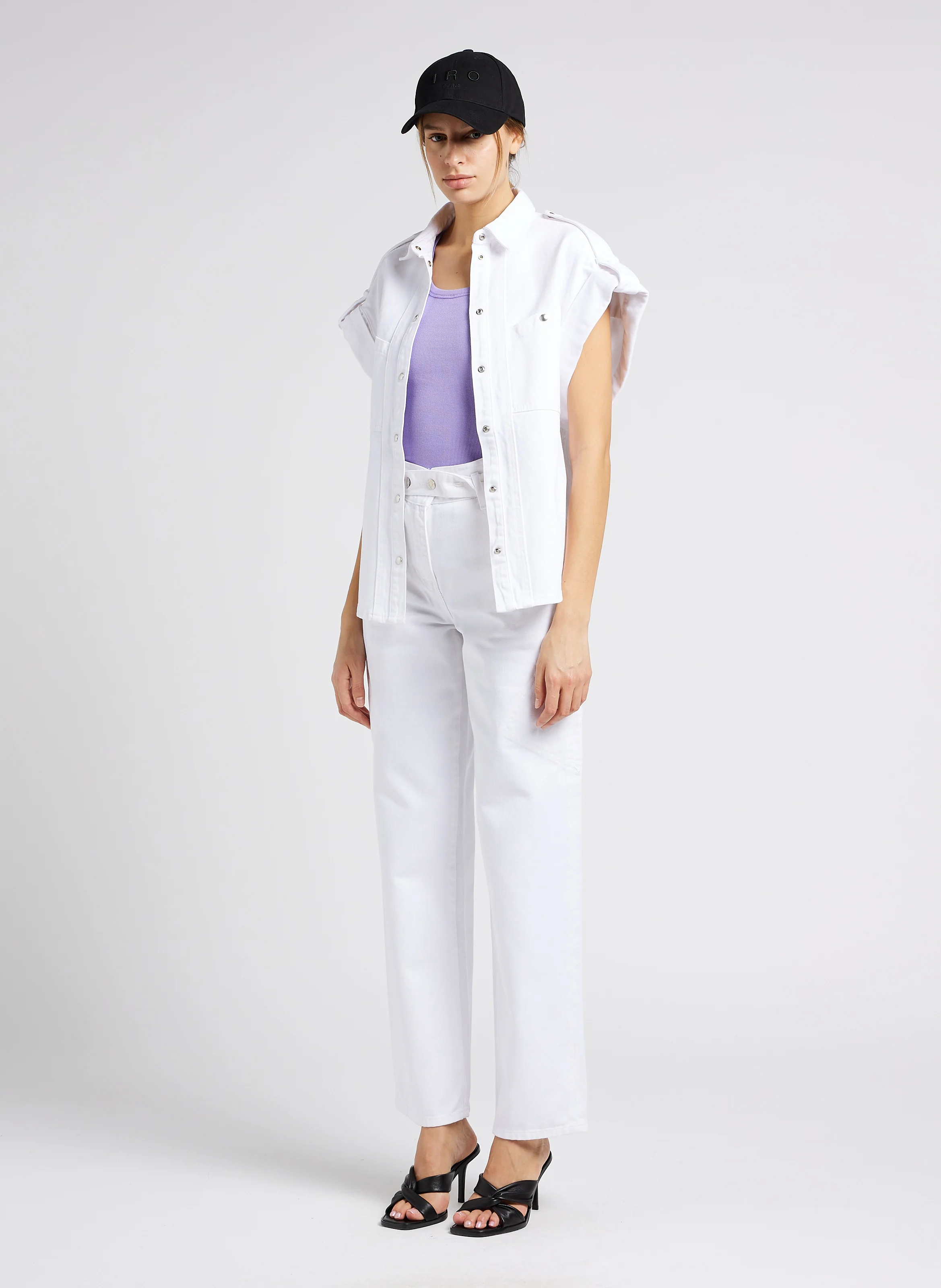 JINN - Jean flare taille haute en coton | Blanc