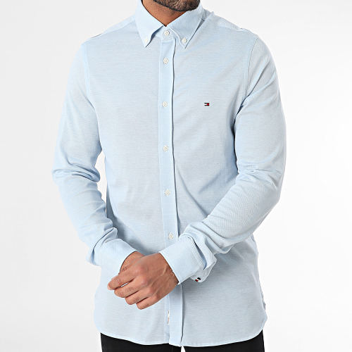 Chemise Manches Longues Slim 1985 Knitted 0675 Bleu Clair