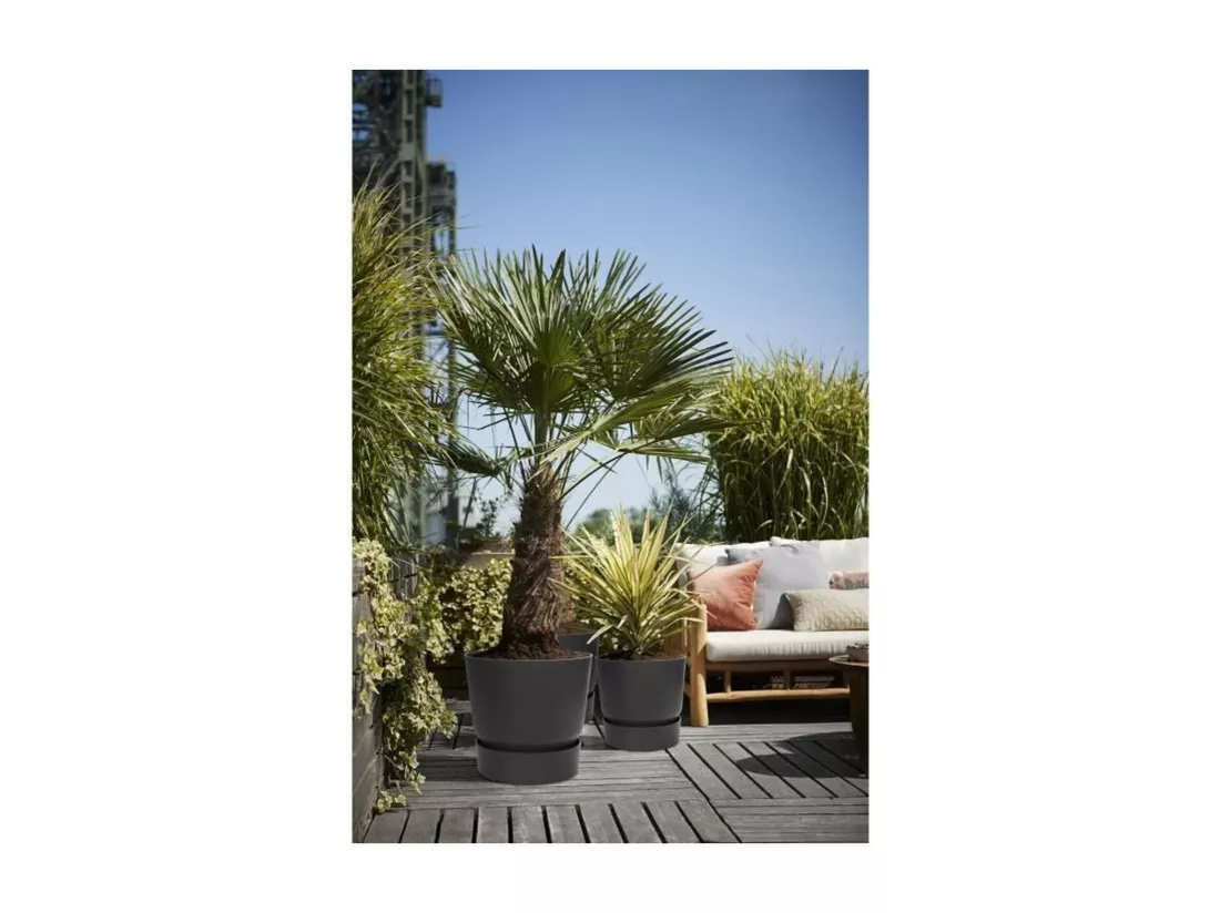 Pot de fleurs rond Greenville 30 - Extérieur - Ø 29,5 x H 27,8 cm - Vivre noir