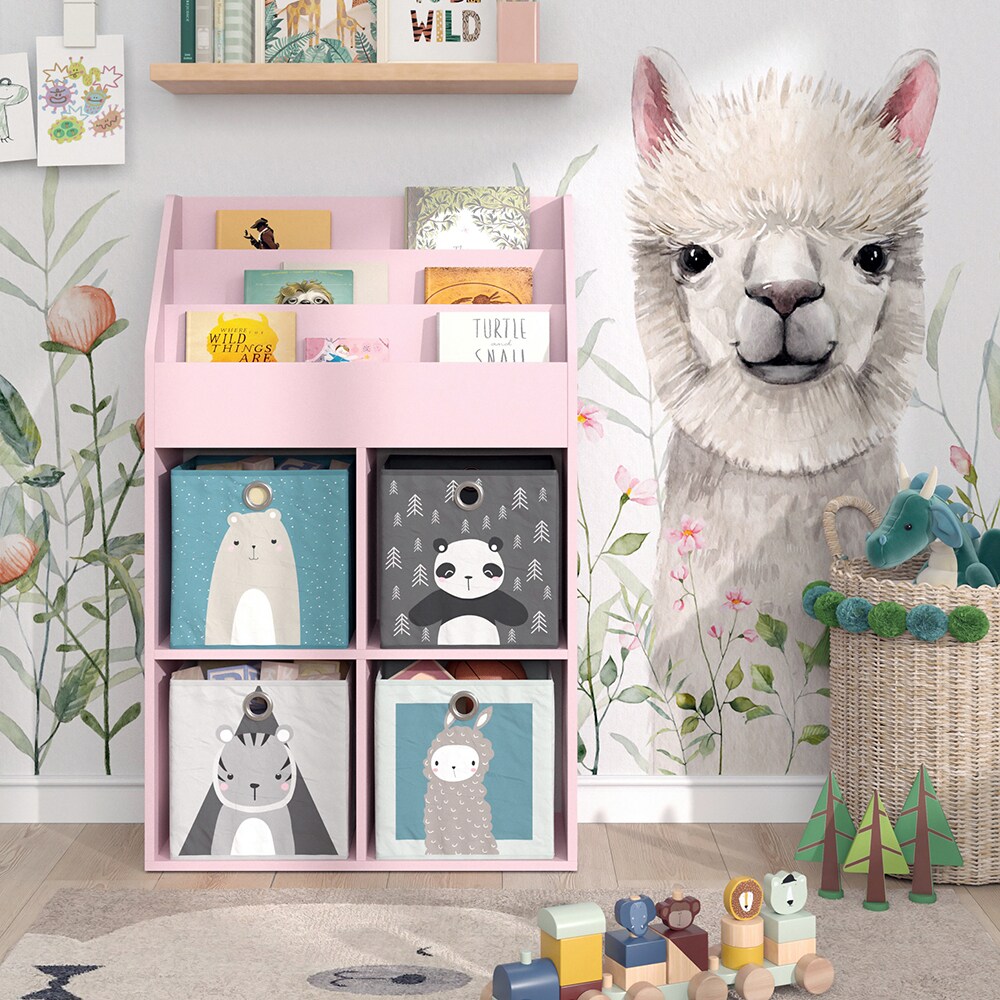 Vicco Kinderbücherregal Luigi 72 x 114 cm, Rosa, Kinderzimmerregal, offene Fächer, groß, Faltboxen