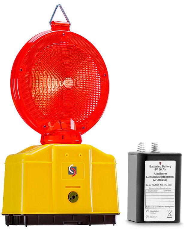UVV Professionele Bouwplaatslamp, Rode LED, incl. 50Ah Lucht-Zuurstofaccu (1 accu inbegrepen)