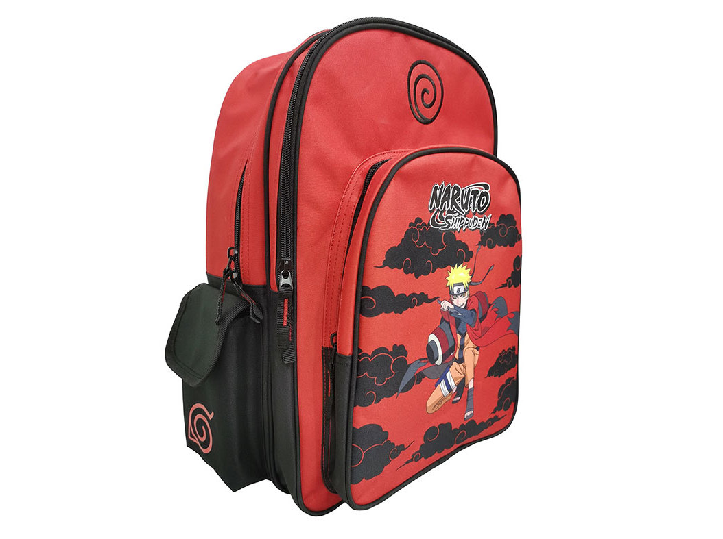 MOCHILA NARUTO 2 COMPARTIMENTOS VERMELHO 43CM 41X32X16CM
