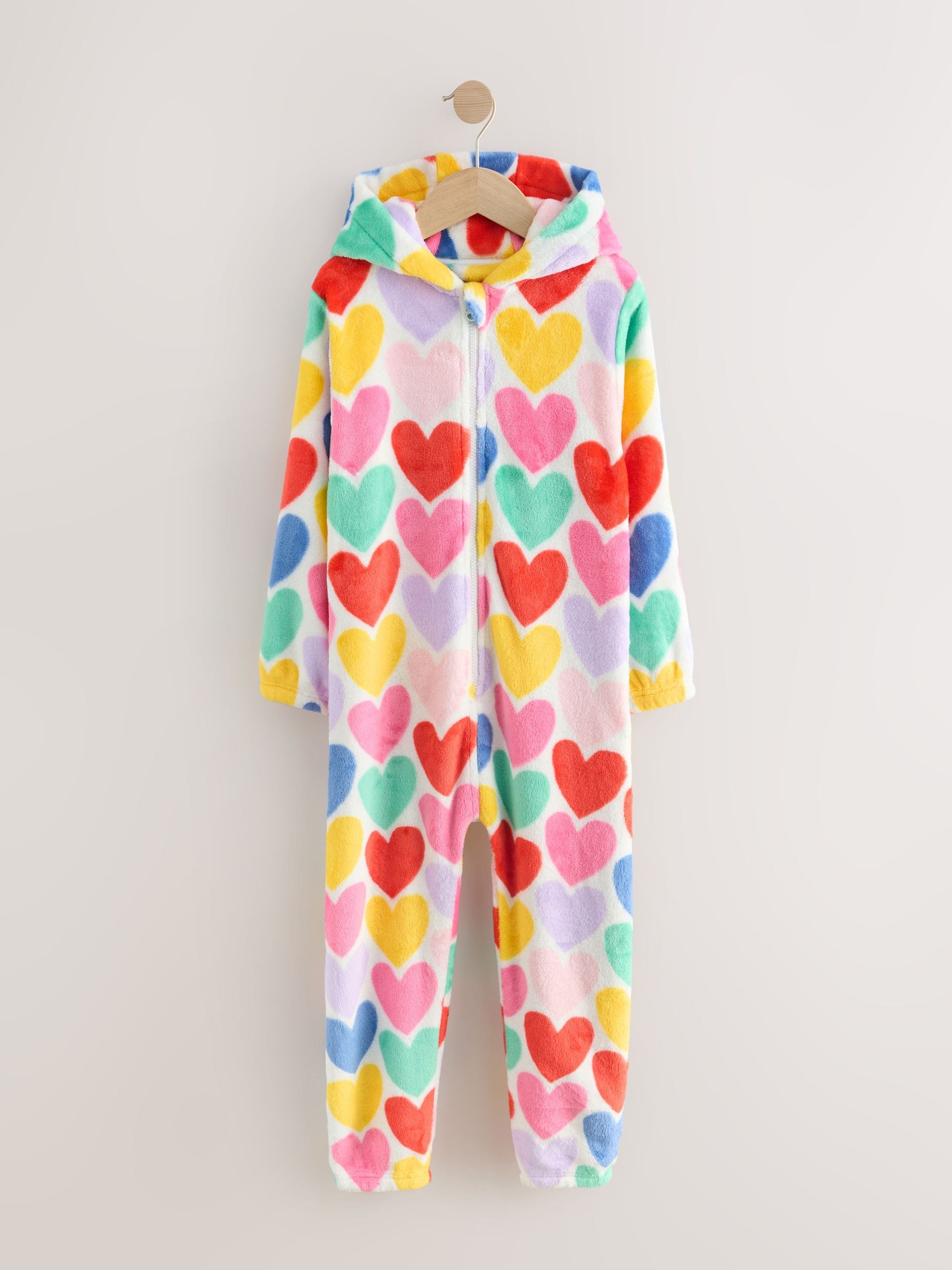 Multi Heart Print - Fleece All-In-One (1,5 - 16 jr)