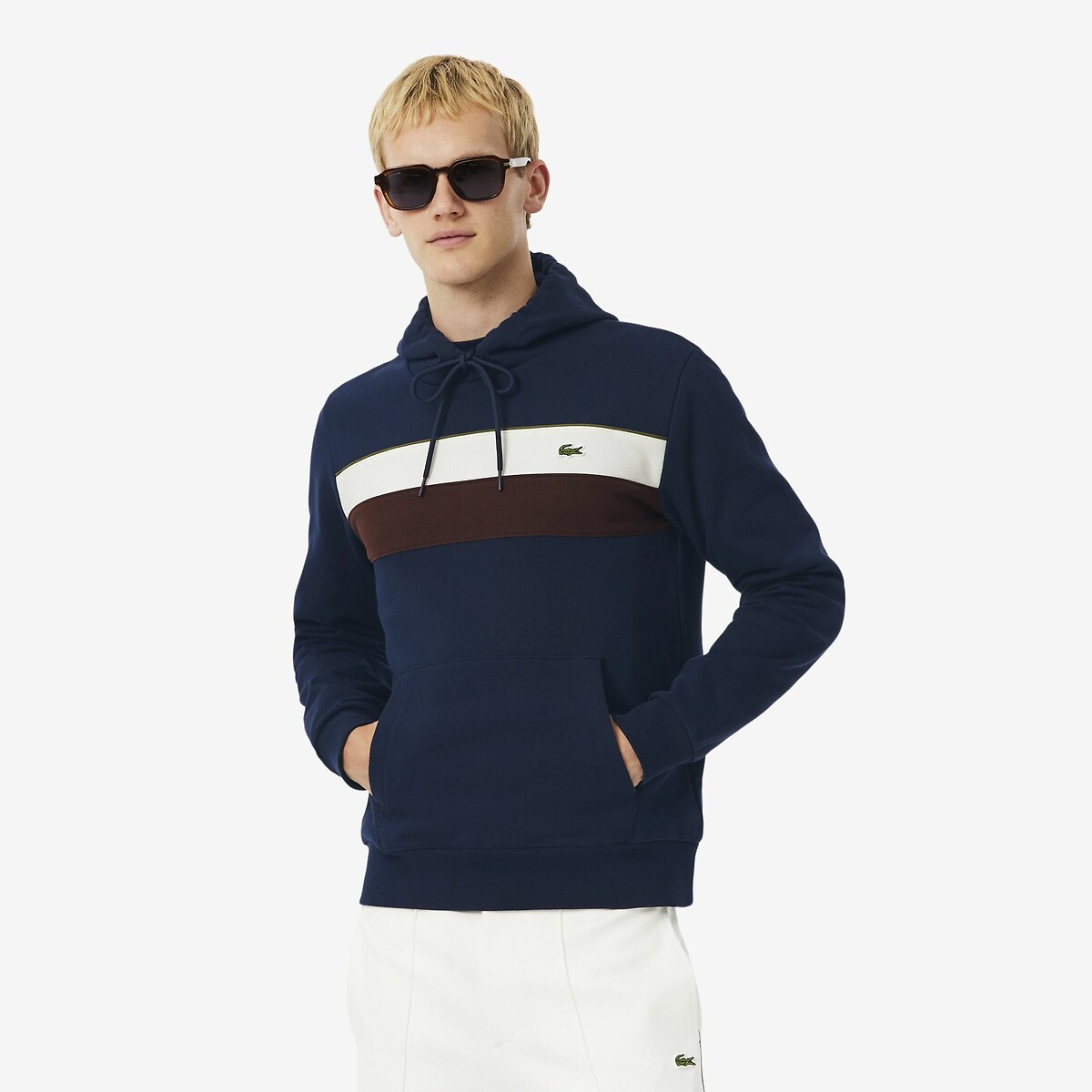 LACOSTE<br>Moletom com capuz e blocos de cor