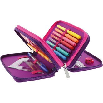 Etui scolaire TriCase 'Dip Dye Pink', 31 pièces